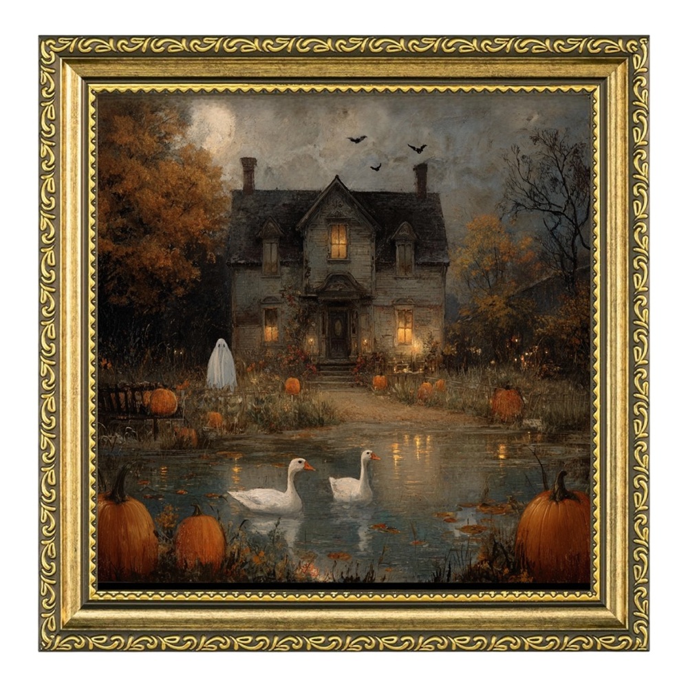 Halloween Wall Art with Ornate Frame